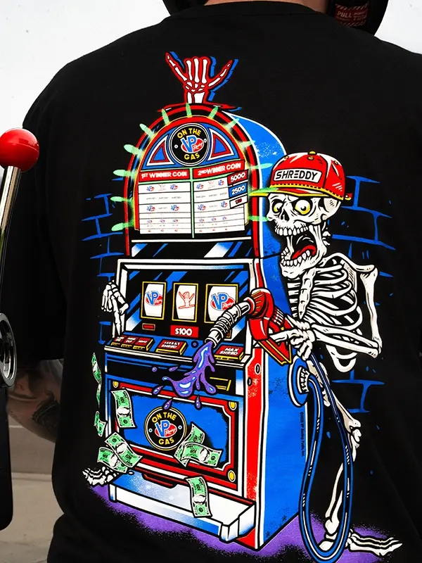 VP Racing Shreddy Lyfe X VP Racing "Skeleton Slot Machine" T-Shirt - Image 3